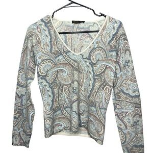 Loro Piana Blue and Brown Paisley Top
